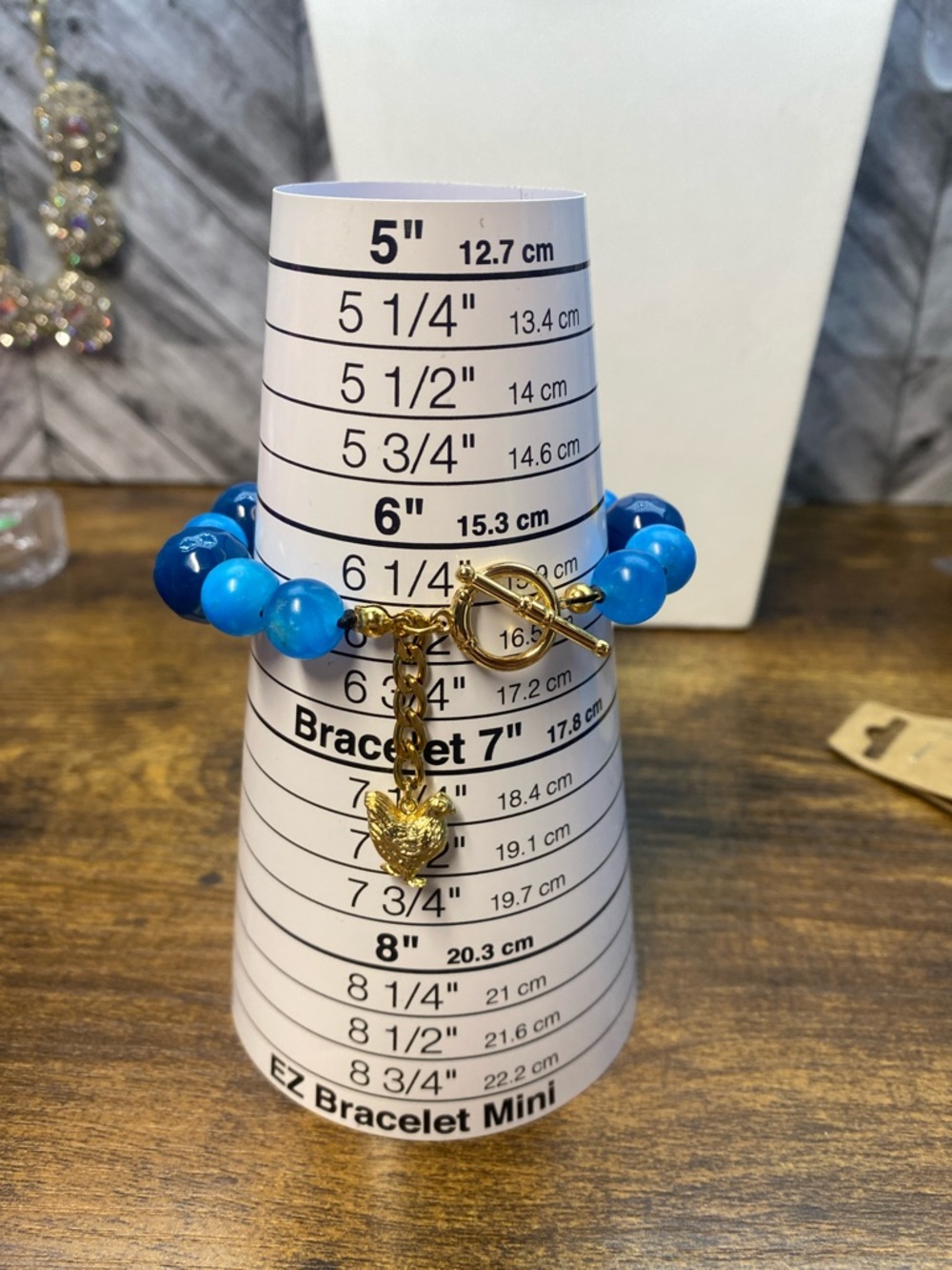 Blue Jade Agate hand knotted Aprilsplace 18 inch necklace set - Picture 3 of 5